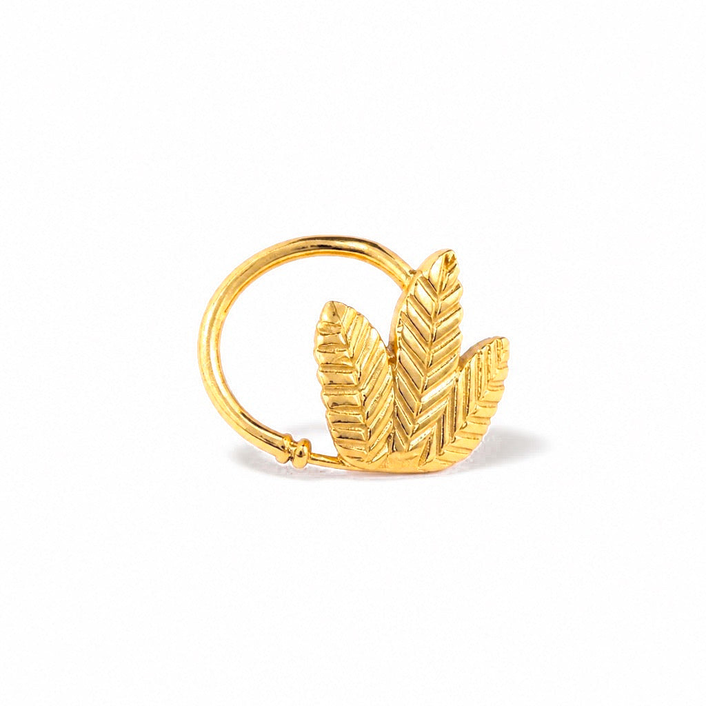 Piercing de Cartílago Oro 14k Hojas Texturizadas