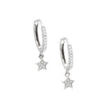 Aretes de Dama Oro Blanco 14k Estrella Pavé con Diamantes Naturales