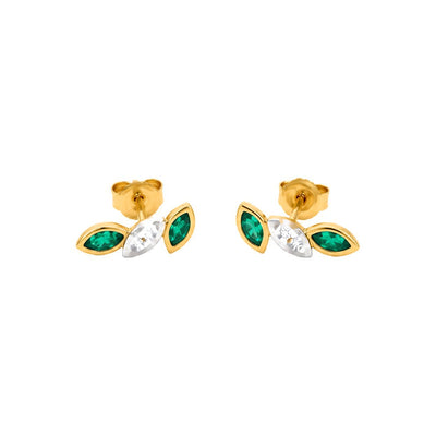 5x12mm Aretes de Dama Oro 14k Esmeraldas Marquise con Diamantes Naturales