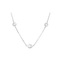 Collar Oro Blanco 14k Tres Piedras con Diamantes Naturales