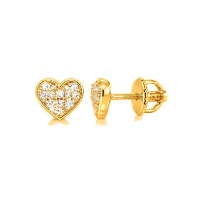 Aretes para Bebé Oro 10k Corazón con Diamantes Naturales