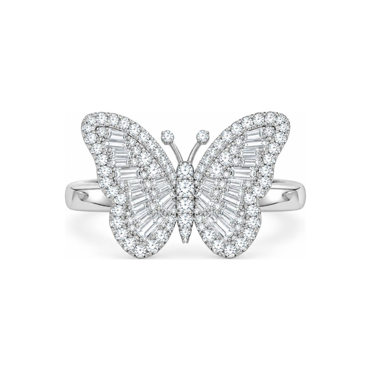 Anillo Mariposa Baguette Moissanite S925