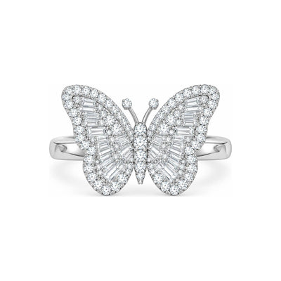 Anillo Mariposa Baguette Moissanite S925