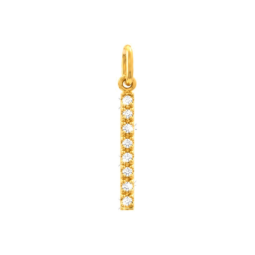 Dije Letra I Oro 14k con Diamantes Naturales