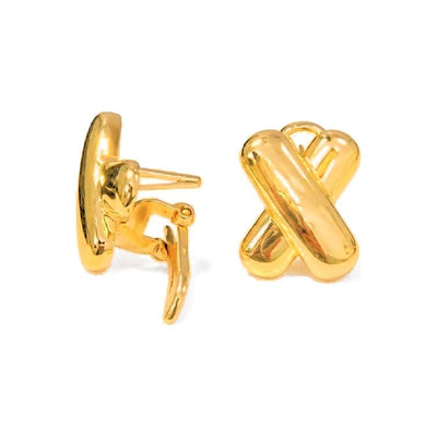 Aretes de Dama Oro 10k Cruce X Grueso