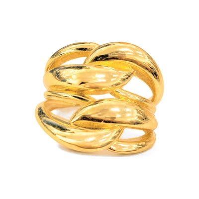 Anillo de Dama Oro 10k Eslabones Tejidos