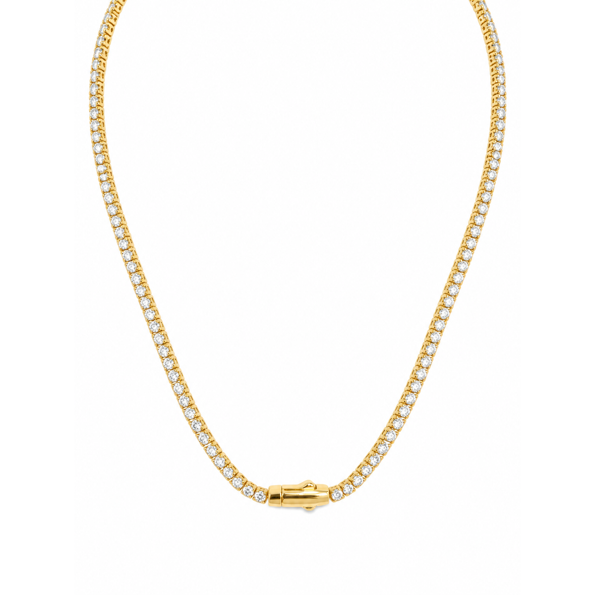 Cadena Tenis Oro 10k con Circonios 2mm 16 Pulgadas