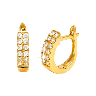 Aretes de Dama Oro 14k Argolla Redondos con Diamantes Naturales