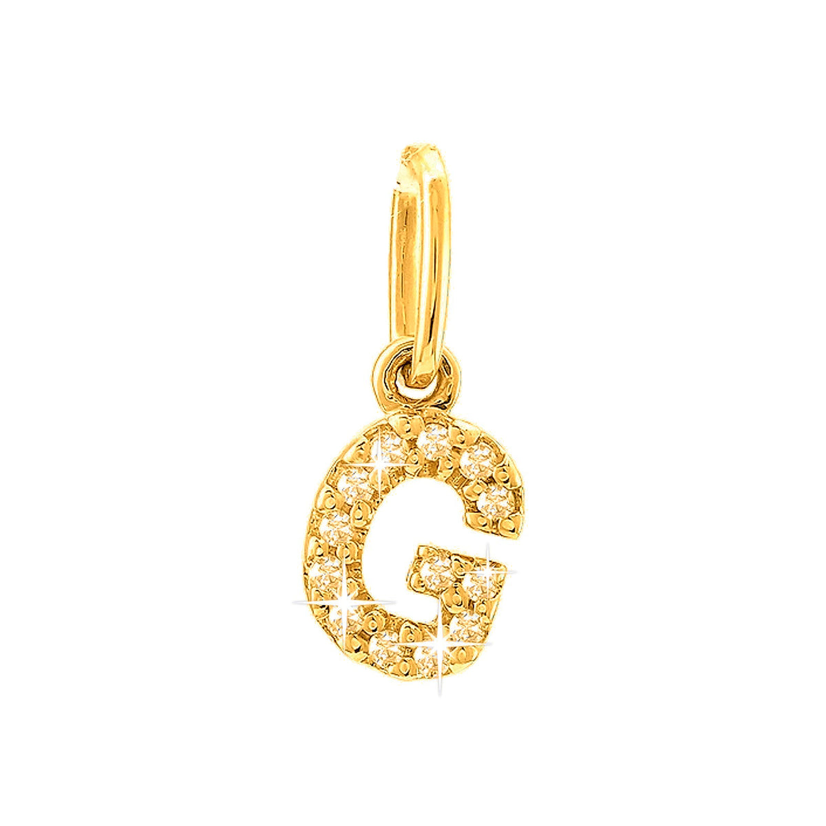12mm Dije Oro 14k Inicial Pavé con Diamantes Naturales