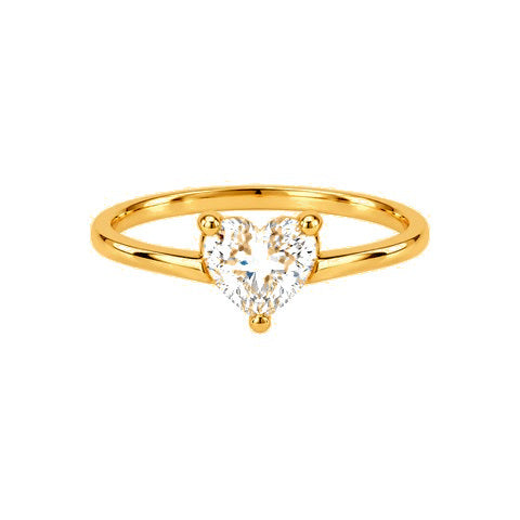 Anillo de Matrimonio para Dama Oro 10k Solitario Corazón Banda Lisa
