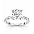 Anillo de Matrimonio Dama Solitario Ovalado con Banda Pavé Moissanite 3ct S925