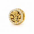 Charm Oro 10k Rosas con Circonios Compatible con Pulseras Europeas