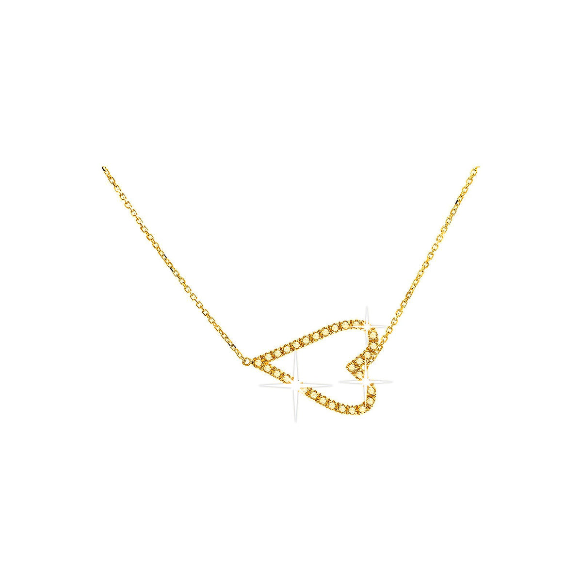 12x18mm Collar Oro 14k Corazón Pavé con Diamantes Naturales