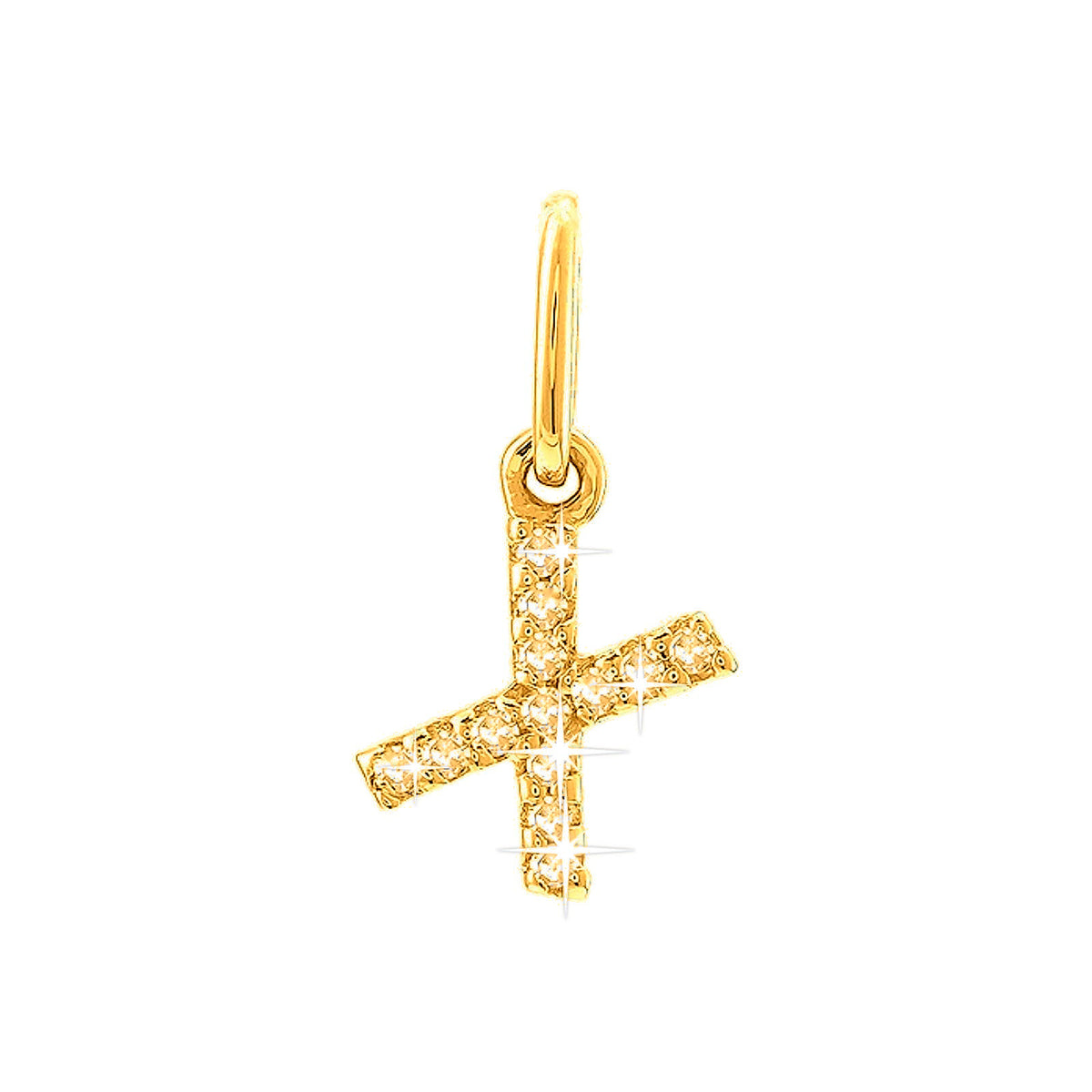 12mm Dije Oro 14k Inicial Pavé con Diamantes Naturales