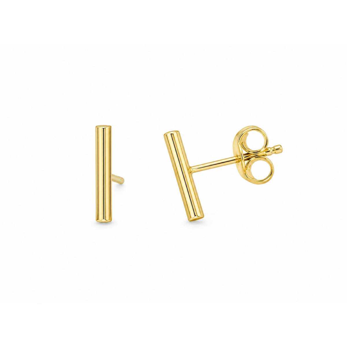 Aretes de Dama Oro 18k Barra Vertical Acanalada