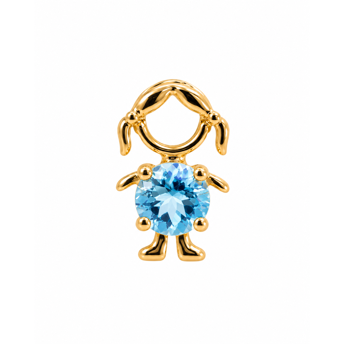 Dije Niña Oro 14k con Topacio Azul