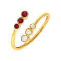 Anillo de Dama Oro 14k Bypass Redondos con Rubí y Diamantes Naturales