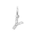 12mm Dije Oro Blanco 14k Inicial Pavé con Diamantes Naturales