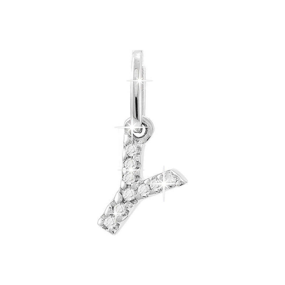 12mm Dije Oro Blanco 14k Inicial Pavé con Diamantes Naturales