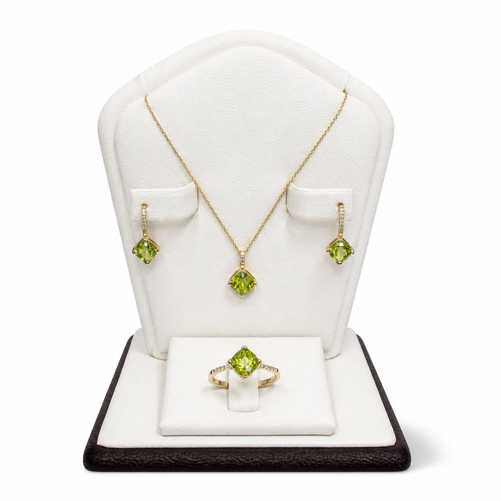 Set Oro 14k Peridoto con Diamantes Naturales