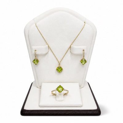 Set Oro 14k Peridoto con Diamantes Naturales