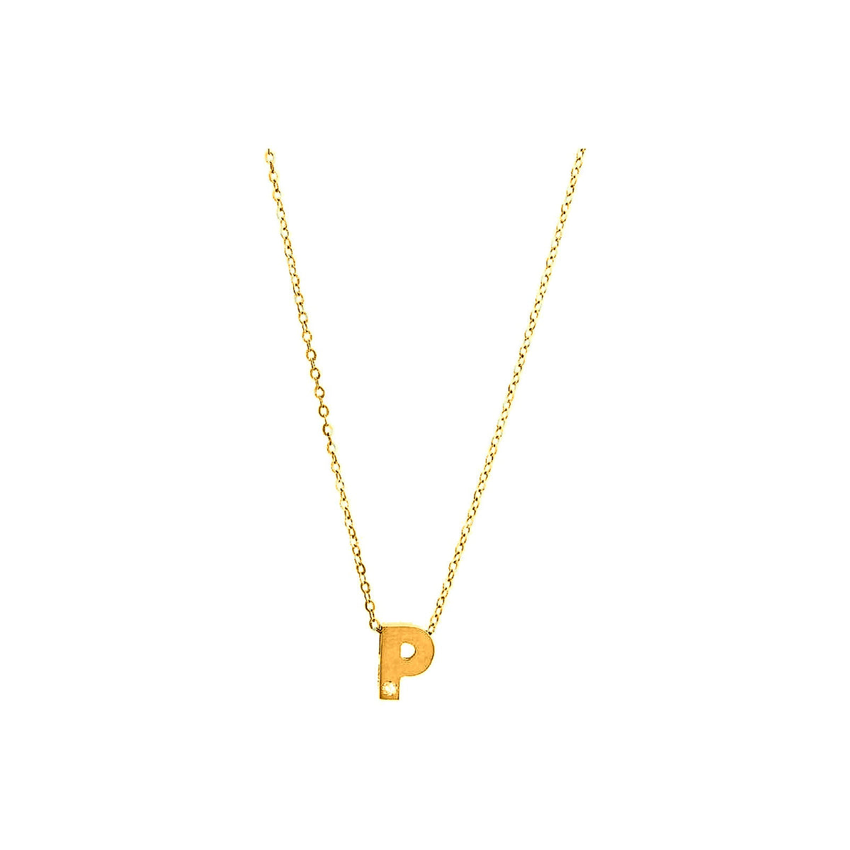8mm Collar Oro 14k Inicial con Diamantes Naturales