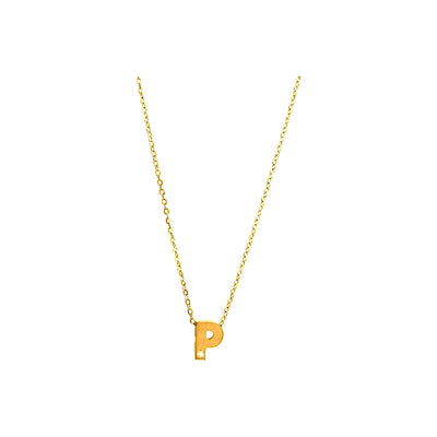 8mm Collar Oro 14k Inicial con Diamantes Naturales