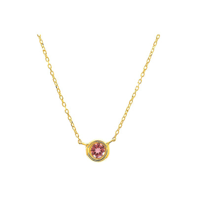 5mm Collar Oro 14k Redondos con Turmalina Rosa