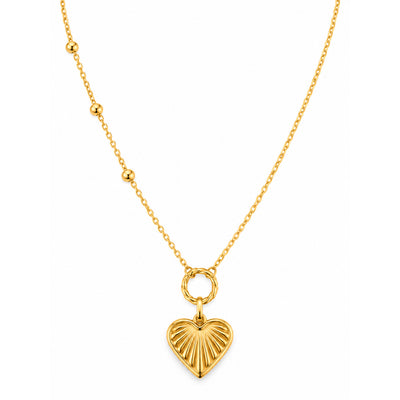 Cadena Oro 10k Dije de Corazón Texturizado