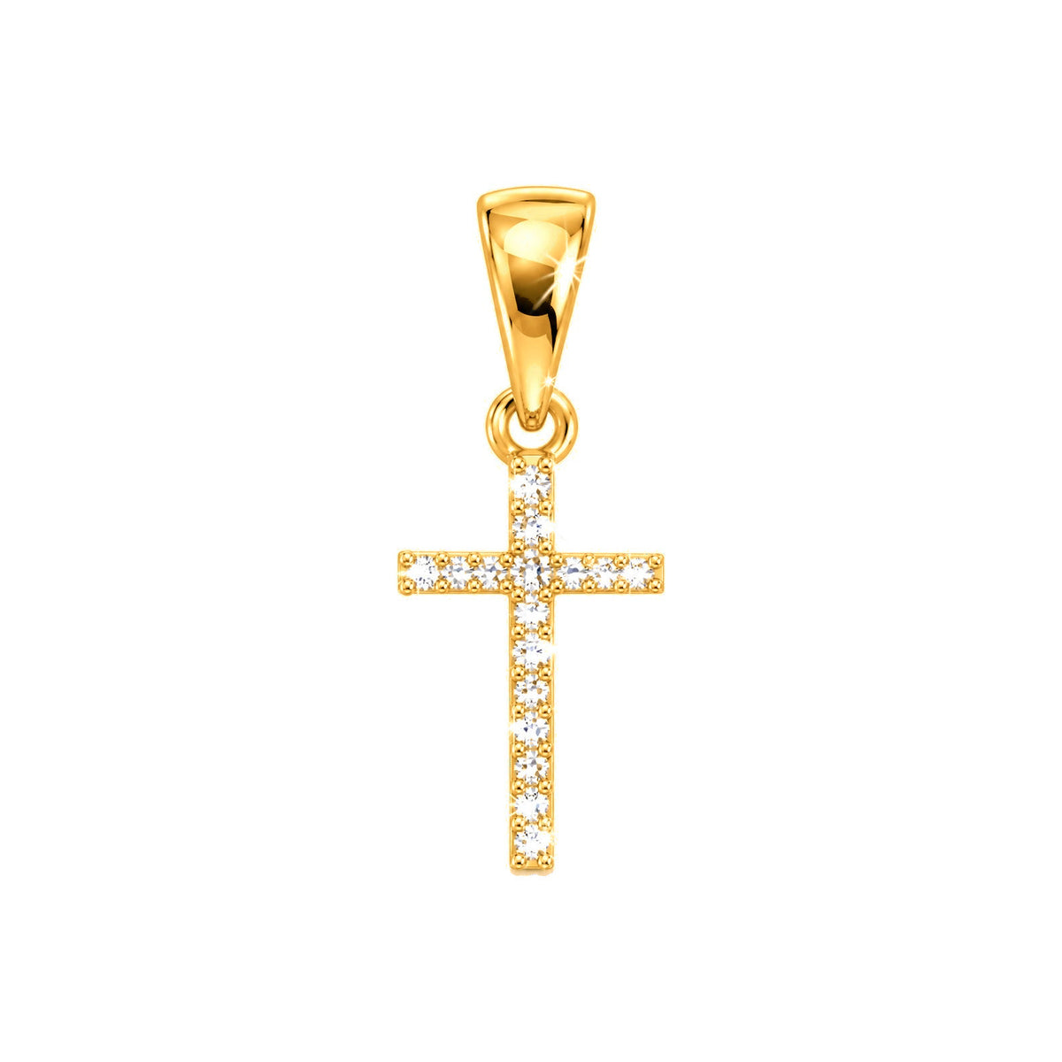 17x5x1mm Dije Cruz Oro 10k con Diamantes Naturales
