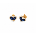 9x12mm Aretes de Dama Oro 14k Corazón de Zafiros con Halo de Diamantes Naturales