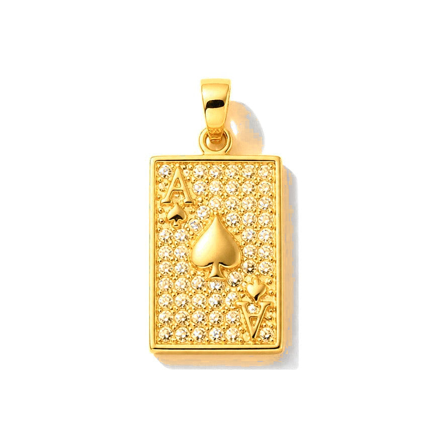 Dije As de Espadas Oro 14k con Circonios