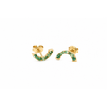 12.06mm Aretes de Dama Oro 14k Arco de Granates Verdes