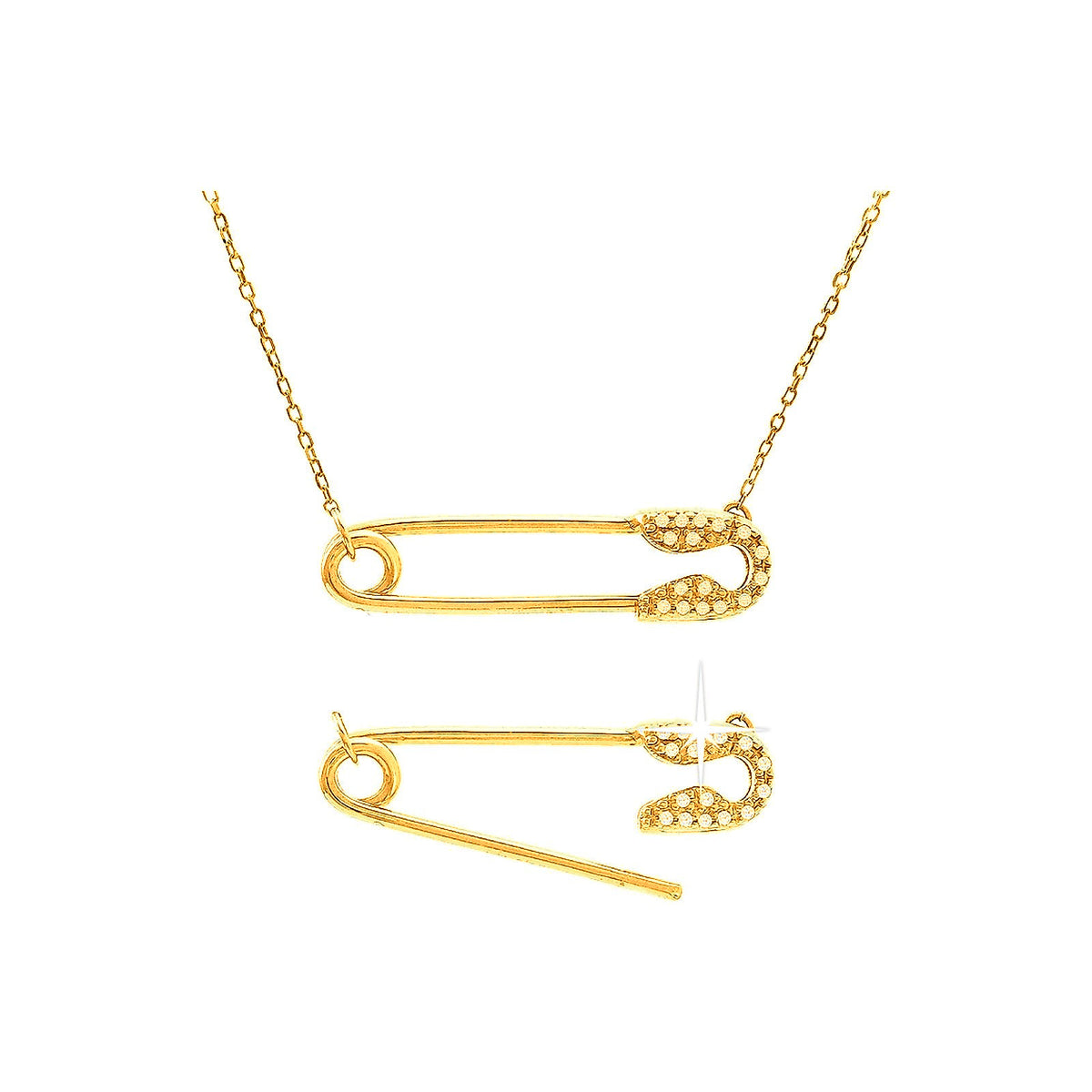 6x23mm Collar Oro 14k Pavé con Diamantes Naturales