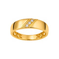 Anillo de Hombre Oro 14k Banda Lisa Diagonal Circonios