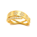 Anillo de Dama Oro 14k Treboles Cruzado