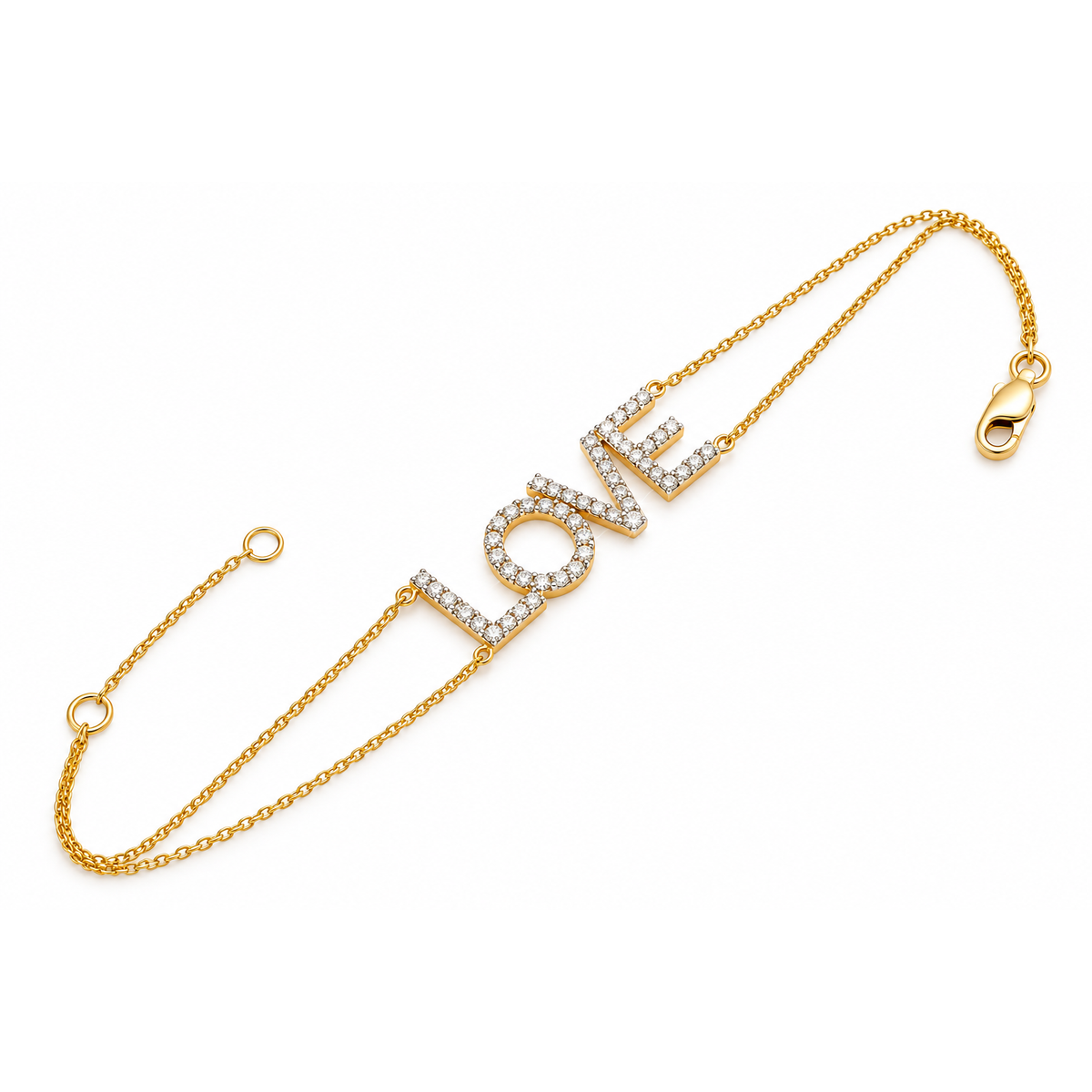 Brazalete de Dama Oro 14k LOVE con Circonios