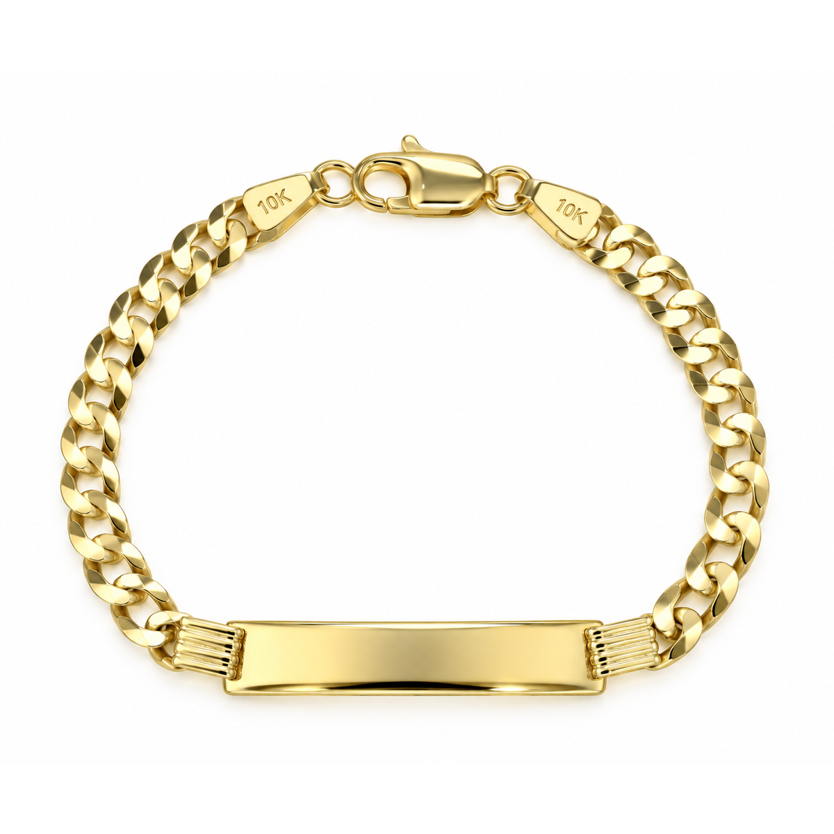 4mm Brazalete Infantil Oro 10k Sólido Cubano con Placa 5.5 Pulgadas
