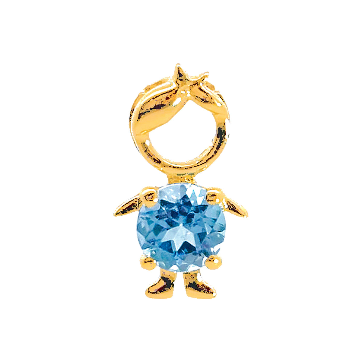 6x11mm Dije Oro 14k Niño con Topacio Azul
