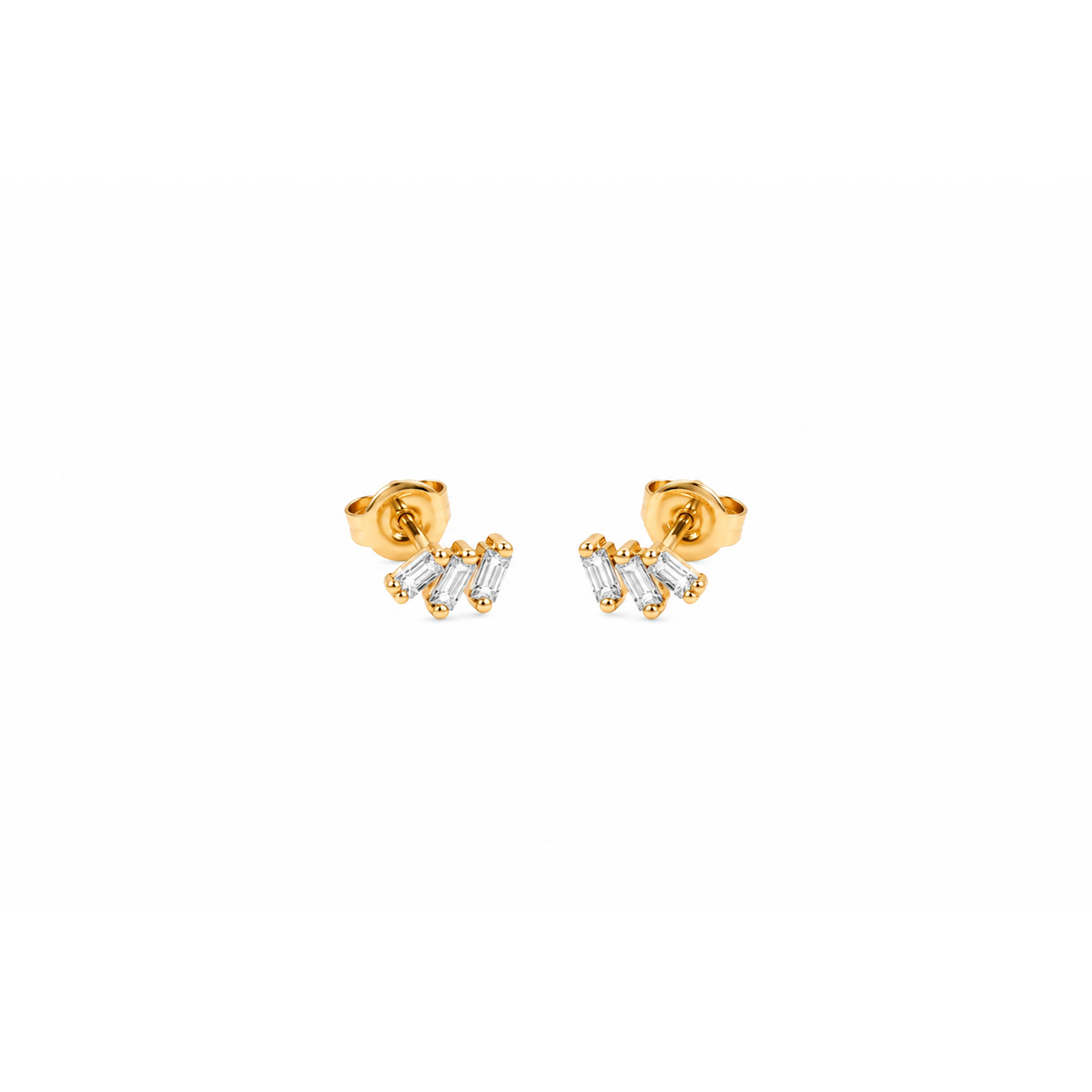 3x5mm Aretes de Dama Oro 14k Baguette con Diamantes Naturales