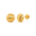 Aretes de Dama Oro 10k Media Bola Acanalada