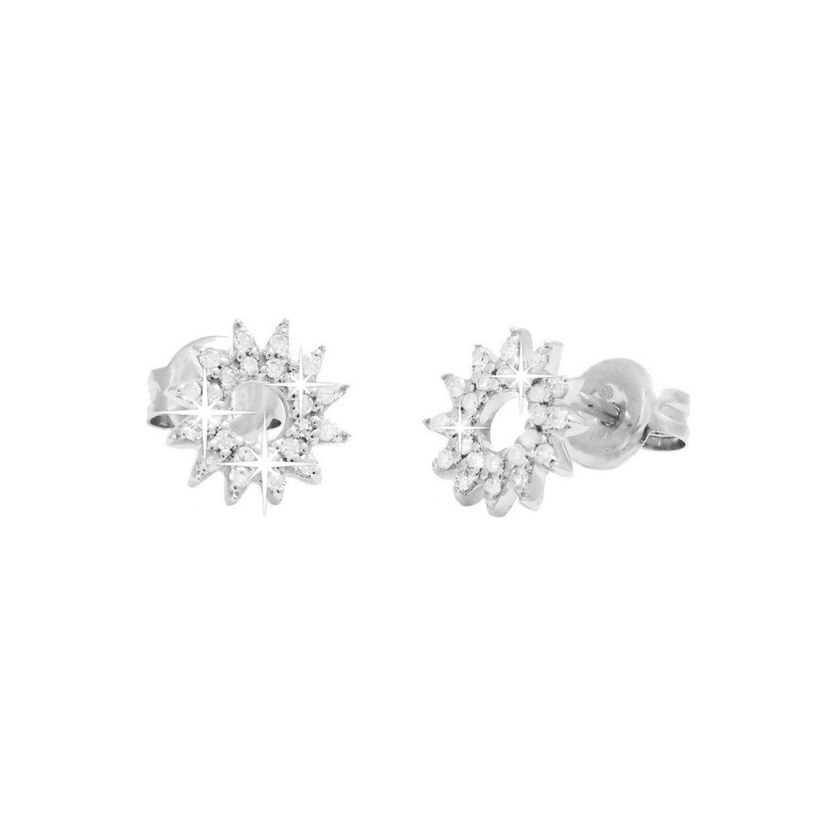7mm Aretes de Dama Oro Blanco 14k Pavé con Diamantes Naturales