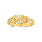 Anillo de Dama Oro 14k Chevrones con Bolitas
