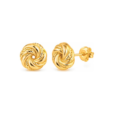 Aretes de Dama Oro 10k Remolino Liso y Diamantado