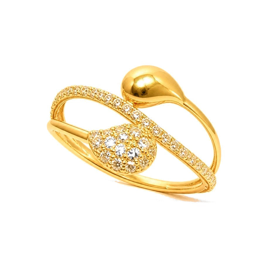 Anillo de Dama Oro 14k Gotas Asimetricas