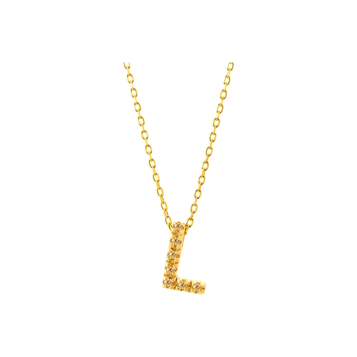 7mm Collar Oro 14k Inicial Pavé con Diamantes Naturales
