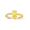Anillo de Dama Oro 14k Cuerda con Piedra Amarilla