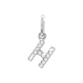 12mm Dije Oro Blanco 14k Inicial Pavé con Diamantes Naturales