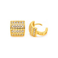 Aretes de Dama Oro 10k Aro Triple Fila Circonios