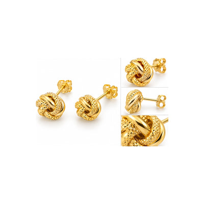 Aretes de Dama Oro 10k Nudo Liso y Diamantado